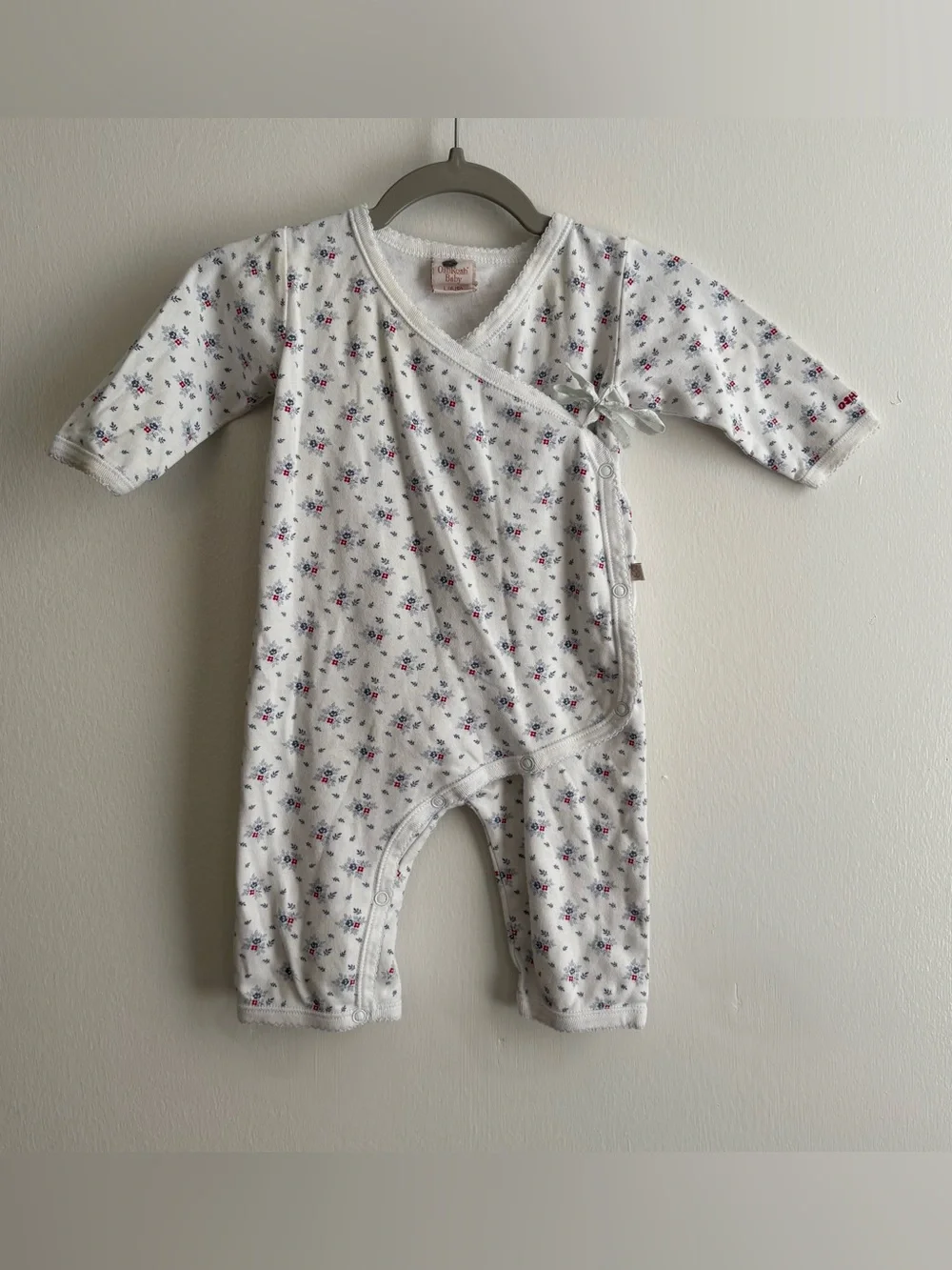 VTG OshKosh Baby White Floral Coverall One-Piece Long Sleeve Snap 6-9 Months